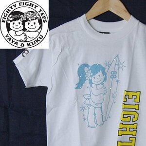 ヘインズ ビーフィー Hanes BEEFY■半袖Tシャツ Hanes×88TEES ヤヤちゃん ハワイアンブランド■S(6-8)■ホワイト系 ※IW4412031