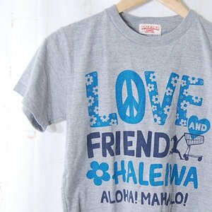 ハレイワHALEIWA HAWAII MERRY LAND■半袖 Tシャツ 丸首 ロゴプリント■FREE■グレー ※IW4412066