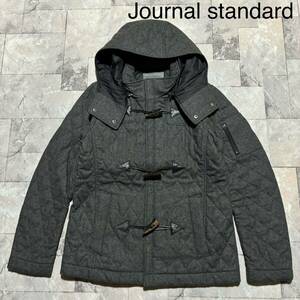 Journal standard ジャーナルスタンダード ジップアップ ジャケット ウール混 フード取り外し可 牛革 コート グレー サイズM 玉FS1337