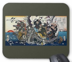 Art hand Auction 歌川国芳･渓斎英泉･歌川国貞『七福神を載せた宝船』のマウスパッド (フォトパッド), 絵画, 浮世絵, 版画, その他