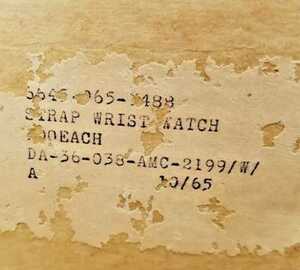 希少ベトナム戦 ゛DEADSTOCK ゛1965年製ＯＤナイロン米軍時計ベルト16mm（鉄色）ハミルトン、ベンラス 入手困難デッドストック未使用品