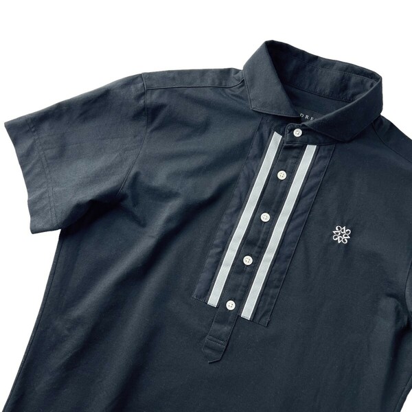 美品 St ANDREWS セントアンドリュース 吸汗速乾 ストレッチ 半袖 ポロシャツ / メンズ M サイズ 黒 ブラック シンプル 上質 ゴルフウェア