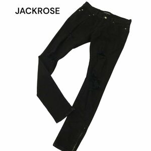 JACKROSE ジャックローズ 通年 裾ジップ ストレッチ★ スキニー ブラック デニム パンツ ジーンズ Sz.2　メンズ 黒　C4B01488_3#R