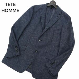 美品★ TETE HOMME テットオム 春夏 2B テーラード ジャケット Sz.LL　メンズ ネイビー 大きいサイズ　C4T02741_3#M