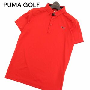 PUMA GOLF プーマ ゴルフ 春夏 半袖 ロゴ刺繍★ ストレッチ ボタンダウン ポロシャツ Sz.XL　メンズ 大きいサイズ 赤　C4T02982_4#A