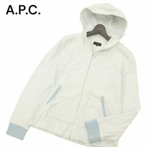 A.P.C. アーペーセー 通年 フルジップ フーディー 鹿の子★ ボーダー パーカー Sz.S　APC メンズ　C4T03011_4#O