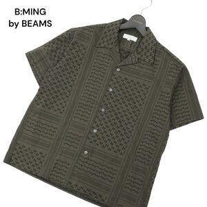 22ss★ B:MING by BEAMS ビームス 春夏 半袖総柄 アフガン柄 オープンカラー シャツ Sz.M　メンズ　C4T03268_4#A