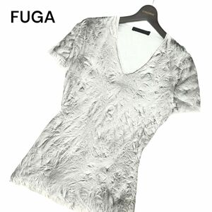 FUGA フーガ 春夏 半袖 Vネック シワ加工★ カットソー Tシャツ Sz.46　メンズ 日本製　C4T03287_4#D