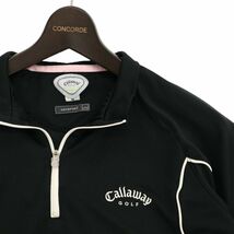 Callaway GOLF キャロウェイ ゴルフ 春夏 DRYSPORT 半袖 ロゴ刺繍★ ストレッチ ハーフジップ ポロシャツ Sz.M　メンズ 黒　C4T03252_4#A_画像2