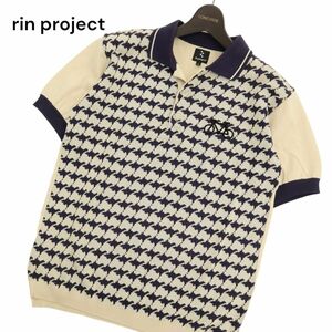 rin project リンプロジェクト 春夏 半袖 自転車 サイクル 刺繍★ 千鳥 ストレッチ ニット ポロシャツ Sz.L　メンズ 日本製　C4T03489_4#J