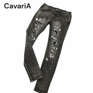 CavariA キャバリア 通年 クラッシュ加工★ ストレッチ スキニー デニム パンツ ジーンズ Sz.46　メンズ　C4B01776_4#R