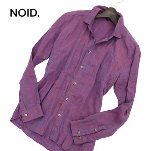 NOID. ノーアイディー 春夏 長袖 【麻★フレンチリネン】 ショートカラー シャツ Sz.2　メンズ　C4T03671_4#A