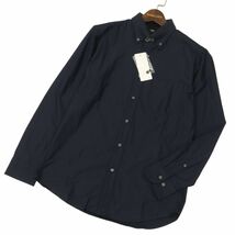 【21ss 新品 未使用】 UNIQLO ユニクロ 通年 長袖 ファインクロス コンフォート ボタンダウン シャツ Sz.S　メンズ ネイビー　C4T03690_4#C_画像1