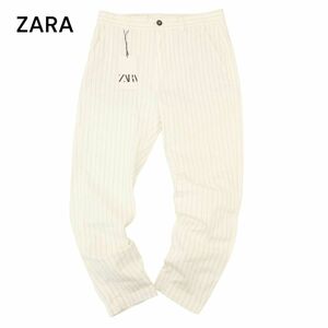 【新品 未使用】 ZARA ザラ マン 通年 ストライプ★ クロップド フィット テーパード チノ パンツ Sz.31　メンズ　C4B01833_4#R