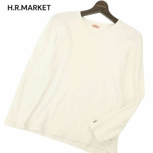 H.R.MARKET ハリウッドランチマーケット 通年 長袖 ストレッチ H刺繍★ カットソー ロンTシャツ Sz.2　メンズ 白 ハリラン　C4T03768_4#C