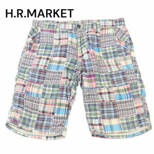 H.R.MARKET ハリウッドランチマーケット 春夏 パッチワーク チェック★ ハーフ ショート パンツ Sz.34　メンズ ハリラン　C4B01839_4#P