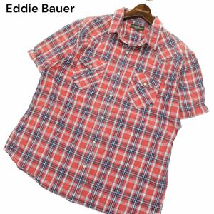 Eddie Bauer エディーバウアー 春夏 半袖 ゆったり ウエスタン チェック★ シャツ Sz.L　メンズ アウトドア　C4T03849_4#A