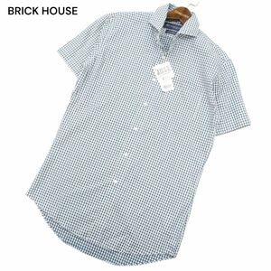 【新品 未使用】 BRICK HOUSE ブリックハウス 半袖 形態安定★ ギンガムチェック シャツ ワイシャツ Sz.L　メンズ ビジカジ　C4T03843_4#A