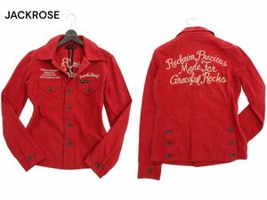 JACKROSE Jack rose through year long sleeve big embroidery * CPO work shirt Sz.46 men's red C4T02868_3#O