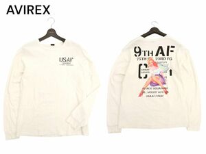 AVIREX アヴィレックス 通年 長袖 クルーネック ガールプリント★ カットソー ロンTシャツ Sz.M　メンズ 白　C4T02977_4#F