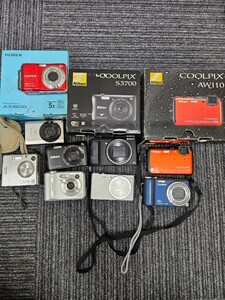 コンパクトデジカメ9台まとめ　Nikon COOLPIXs3700.aw110 SONY Canon CASIOルミックス他まとめ