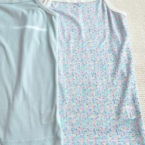 ★★キャミソール肌着 夏用 ２枚セット 水色 小花 サイズ１３０★★の画像3