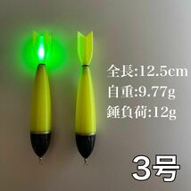 昼夜兼用　電気ウキ　3号 棒ウキ　イエロー　LED 　ウキトップ タイプA対応　　堤防釣り　磯釣り　夜釣り　イカ釣り_画像1