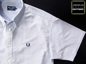 ★100円スタート！USA輸入品 フレッドペリー Fred Perry ボタンダウンシャツ・オックスフォード 半袖 XLサイズ 希少品 クールストライプ