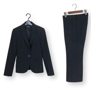 14 [Beautiful] Indivi Pants Suit 36 ​​Ladies S M -Black Black Stripe Stripe Business TQE Indivi Spring / Lemport Adulm ★ Красивые товары ★
