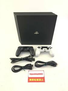 1円～【動作確認済】PS4 Pro 本体 セット 1TB ブラック SONY PlayStation4 CUH-7100B プレステ4プロ コントローラー2個付き