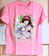 送230円～ 希少品! AngelBeats!「立華奏 & 仲村ゆり」キャライラスト ビジュアル Tシャツ カラー:ピンク　アパレル P.A.WORKS 麻枝准 Na-Ga_画像2