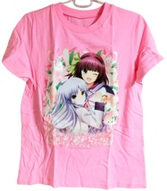 送230円～ 希少品! AngelBeats!「立華奏 & 仲村ゆり」キャライラスト ビジュアル Tシャツ カラー:ピンク　アパレル P.A.WORKS 麻枝准 Na-Ga_画像1