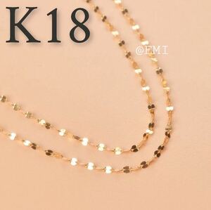 【タイムセール☆☆】 K18 デザインペタルネックレス　　Au750　18金イエローゴールド　地金アクセサリー　チェーンネックレス