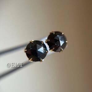 【スペシャルセール☆】 K18 大粒♪天然ブラックダイヤモンド 1.80ct ピアス レディース メンズ blackdiamond 1の画像5