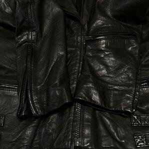 羊革【moussy】本革ライダースジャケット 黒サイズ1■ マウジー レディース ラムレザー ブラック レザージャケット ジップアップの画像4
