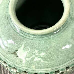 Y491 壺 花瓶 青磁 高麗 海泉 二重壺 ジャンク品 中古 訳ありの画像3