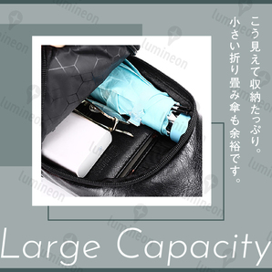 新品アウトレット ボディバッグ メンズ コード穴 多機能 撥水 大きめ 黒 レザー カバン ショルダー バッグ ブラック 20代-50代 g045aA 1の画像6