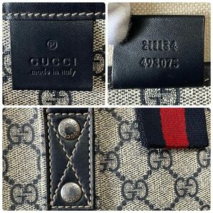 【美品】GUCCI グッチ トートバッグ 肩かけ GGスプリーム×レザーの画像10