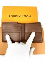 1円【良品】LOUIS VUITTON ルイヴィトン M62288モノグラム ポルトフォイユ マルコ 二つ折り 財布 ウォレット メンズ レディース_画像6