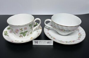 ウェッジウッド/Wedgwood ワイルドストロベリー/ティーカップ＆ソーサー 2点セット-美品-D2210