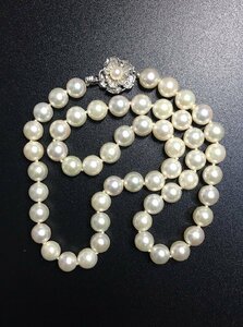 1円～WINK/ウインク アコヤパール 本真珠 SILVER 約8ミリ パールネックレス-中古美品-D2210