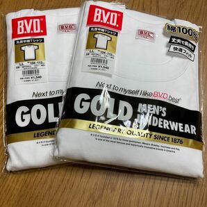 【新品・送料込み】 BVD GOLD 丸首　半袖　Tシャツ 綿100％　2枚　LLサイズ　 