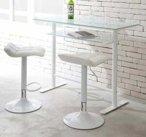 モダンアンティーク調　ホワイト　ガラス　カウンターテーブル　バーテーブル