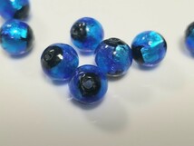 ホタルガラス 10㎜ 丸玉 濃いブルー 沖縄 ガラスビーズ　とんぼ玉_画像8