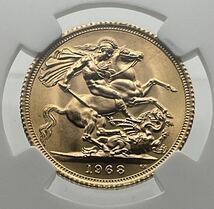 1968年　イギリス　ソブリン金貨　エリザベス2世　NGC MS65 価格上昇中　希少品　金投資　コイン投資 アンティーク レア_画像9