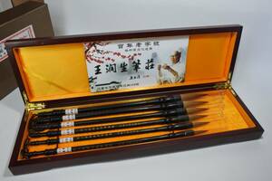  China non material culture . production 100 year character number .. raw writing brush .. goods .. calligraphy wool writing brush 6ps.@. goods set unused goods 