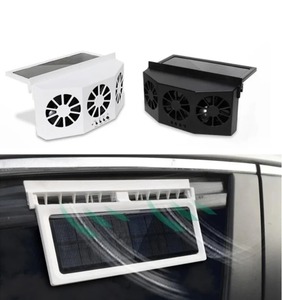 * free shipping * unused * black color Black car 3sola- fan car exhaust,.. system,.. equipment, air circulation . equiped cooling solar panel ( black color )