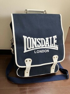 LONSDALE☆ロンズデール LONDON◇帆布/キャンパス地/3WAY キャリングバック/リュック/ショルダーバッグ◇ネイビー