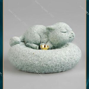  pretty cat .. stone image sculpture stone carving cat incense stick Mini censer fragrance establish . incense stick establish family Buddhist altar for pretty censer durability ..#0562