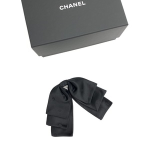 CHANEL シャネル シルクリボン バレッタ CC ココマーク ブラック ヘアアクセサリー